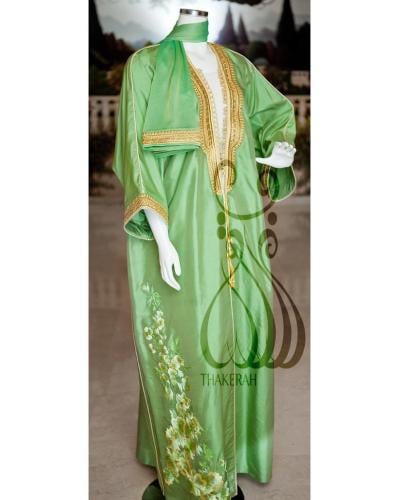 بشت كلاسيك أخضر عشبي مناسبات + طرحة الخامة تفتا حر...