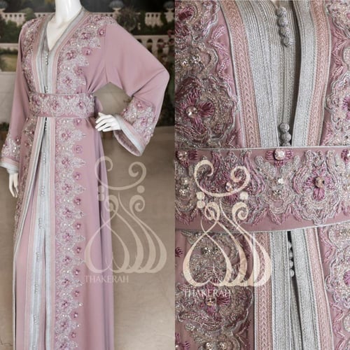 تكشيطة مغربية مناسبات - لافندر فاتح مشغول بالتطريز...