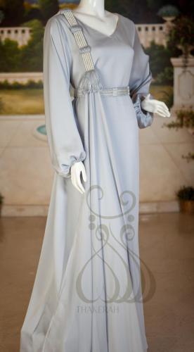 جلابية رصاصي بالعقال المقصب الملكي من خامة الكريب...