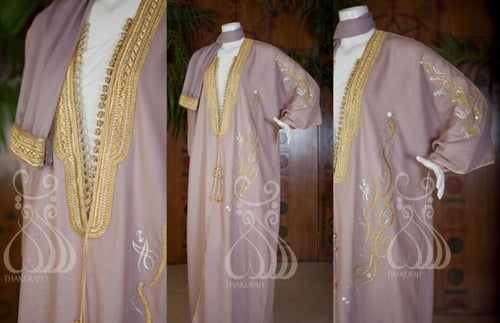 بشت كلاسيك بالخط العربي تطريز برونزي لينين اللون ل...