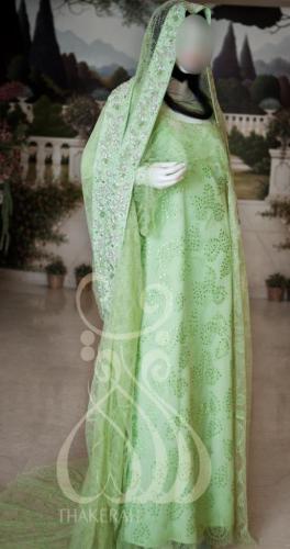 ثوب التحوال من خامة الدانتيل - الأخضر