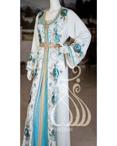 تكشيطة مغربية مناسبات - أبيض مشغول بالخرز