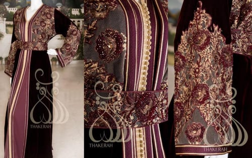 تكشيطة مغربية مناسبات - لون التوت مشغول بالتطريز و...