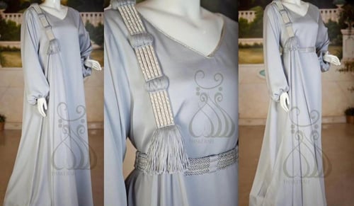 جلابية رصاصي بالعقال المقصب الملكي من خامة الكريب...