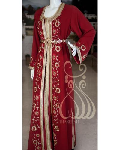 تكشيطة مغربية مناسبات - عنابي مشغول بالتطريز والخر...