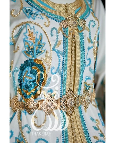 تكشيطة مغربية مناسبات - أبيض مشغول بالخرز