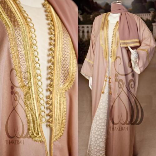 بشت كلاسيك لينن داستي روز مبطن بالفرو السكري بتطري...