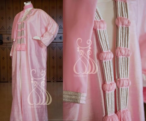 بشت مقصب ملكي بالفضي زهري قصة تقليدية تفتا + بطانة...