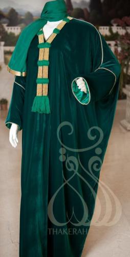 بشت مقفل مخمل مع المقصب الذهبي - أخضر