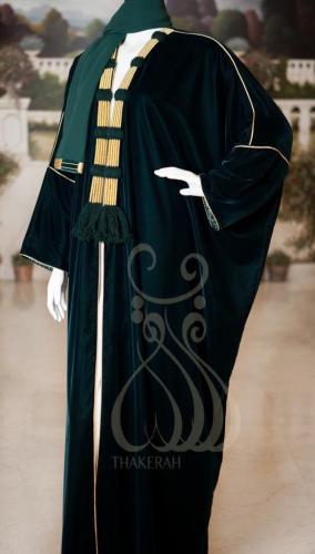 بشت مخمل مقصب بالذهبي - زيتي غامق