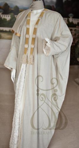 بشت صوف مع المقصب الذهبي - أخضر فاتح جدا