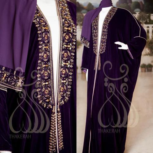 بشت كلاسيك شتوي - موف مشغول يدوياً بالخرز