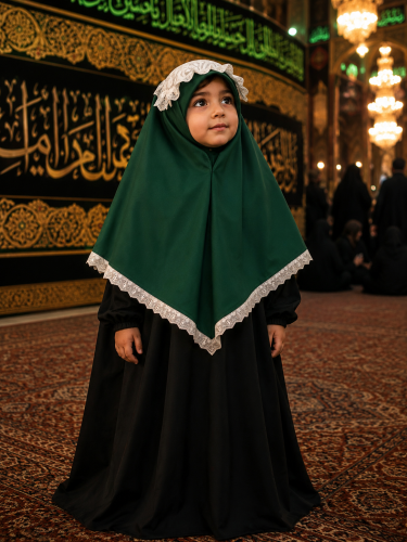 A hijab for girls in green color