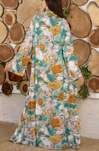 جلابية حرير 12 فيروزي ( قطن 100%)