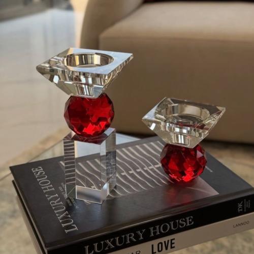 طقم مبخرة كرستال احمر