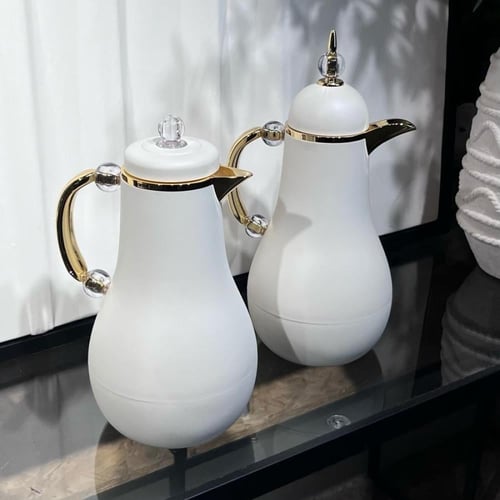 طقم ترامس ضيافة ابيض ذهبي