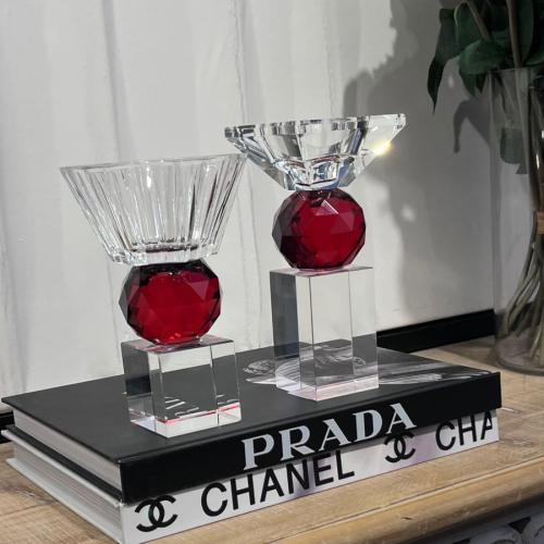 طقم مبخرة كرستال تركي احمر3