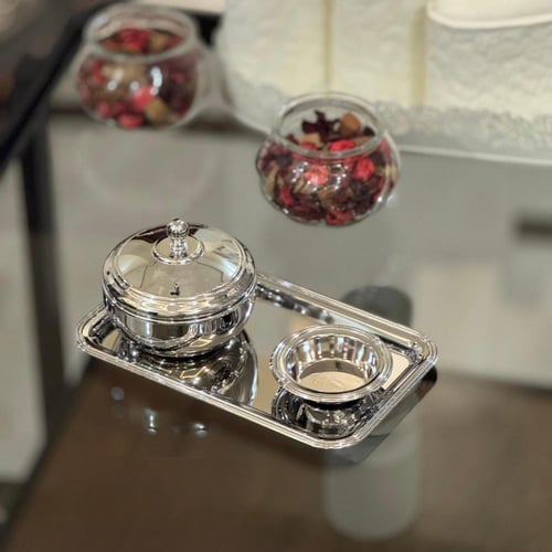 طقم تمرية ستيل فضي