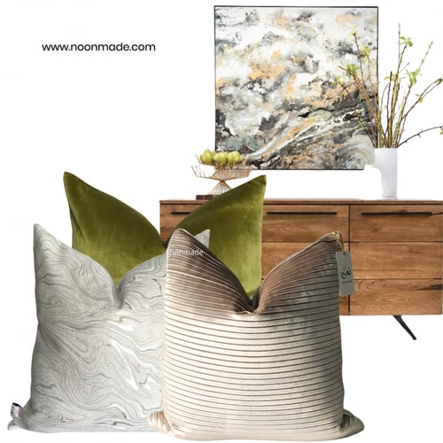 غطاء وسادة مخمل أخضر زيتوني