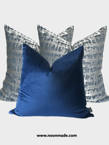 غطاء وسادة أزرق غامق مخمل قطن