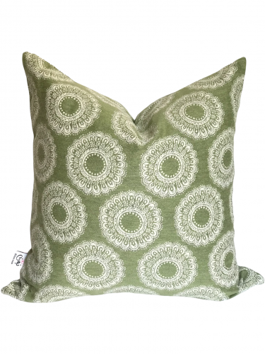 غطاء وسادة الطاووس كتان تفاحي