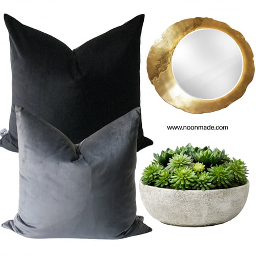 غطاء وسادة رمادي طبيعي مخمل قطن