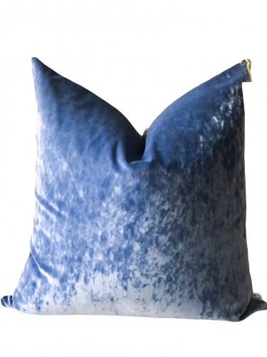 غطاء وسادة مخمل أزرق جري