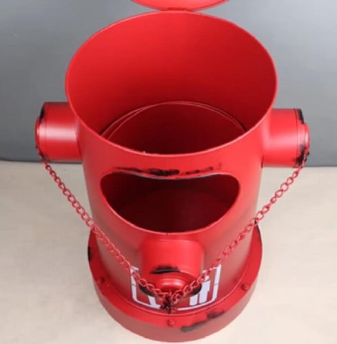 سلة مهملات شكل طرمبة اطفاء حديد