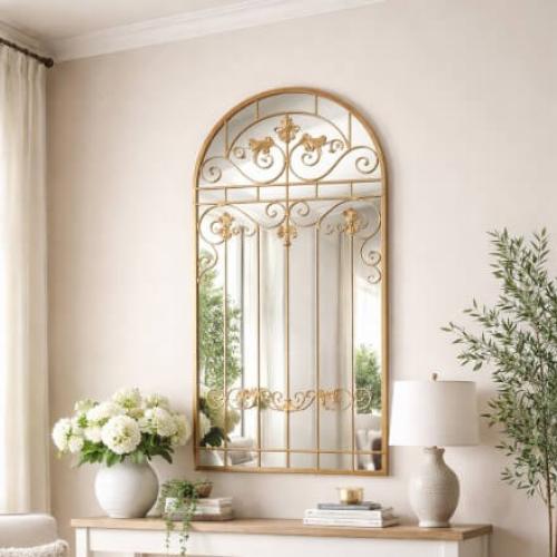 مرايا جدارية حديد ذهبي