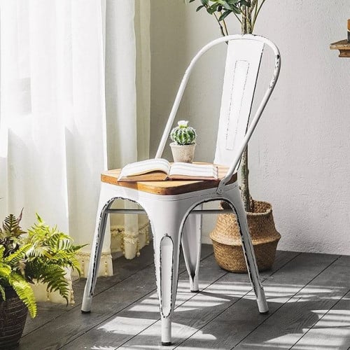 ‎كرسي حديد ابيض W.METAAL