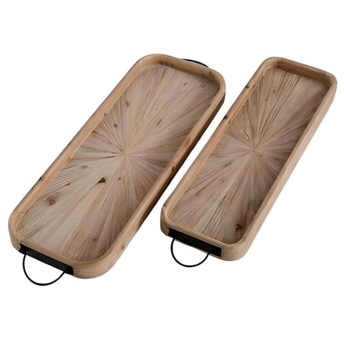 طقم صواني خشب قطعتين