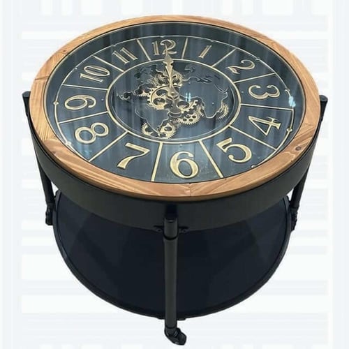 ساعة طاولة حديد وخشي