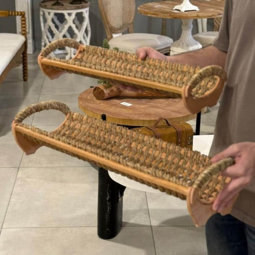 صينية تقديم خشب وخوص