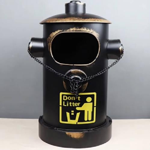 سلة مهملات شكل طرمبة اطفاء حديد