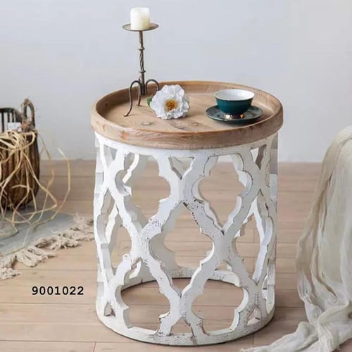 طاولة دائرية خشب ريفي كلاسك حفر ESXA