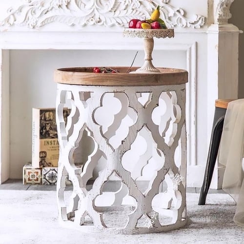 طاولة دائرية خشب ريفي كلاسك حفر ESXA