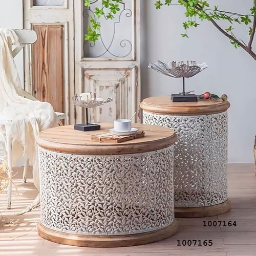 طاولة قهوة كلاسك خشب و حديد كبيرة