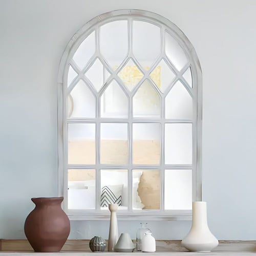 مرايا جدارية خشب شكل قوس