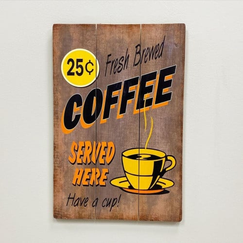 لوحة كوفي خشب كبيرة