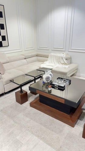 طقم طاولات ضيافة زجاج مع 6 خدمة *عروض