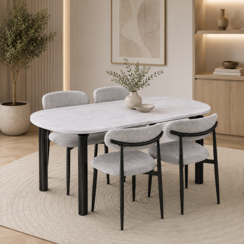 طاولة طعام بديل رخام 4 كرسي M-026 GREY/GREY