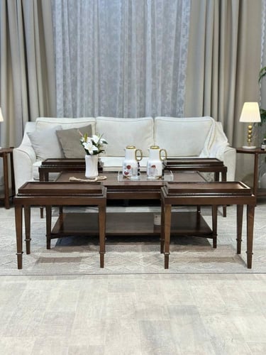 طقم طاولات قشرة جوز