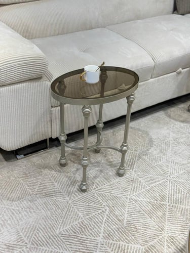 طقم طاولة تقديم زجاجية مع 4 طاولات خدمة جانبية، تص...