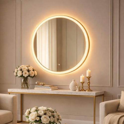 مرآة دائرية بإضاءة LED –مقاس 60*60 سم
