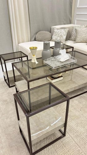 طقم طاولة ضيافة مع 4 قطع خدمة بني*عروض عيد الفطر ا...