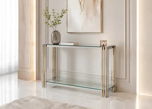 كنسول ستيل زجاج HCT-424 GOLD&SILVER