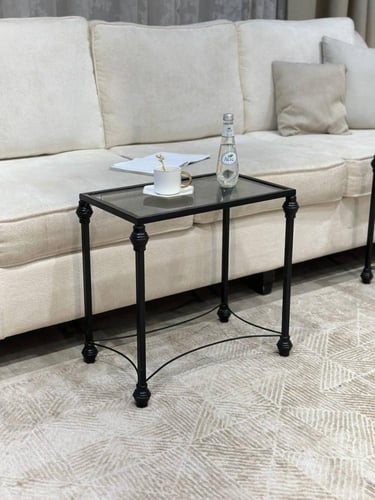 طقم طاولات ضيافة أنيق مع 4 طاولات خدمة – بسطح زجاج...