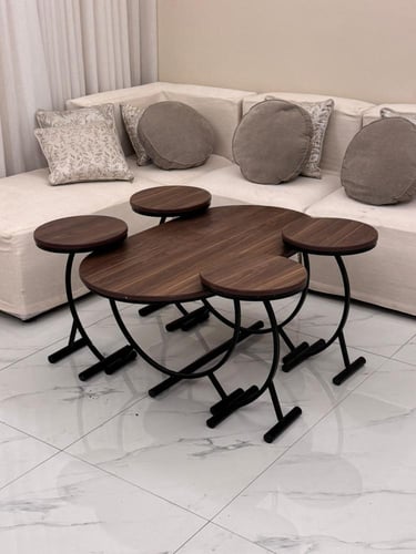 طقم طاولات ضيافة مع 4 خدمة خشب