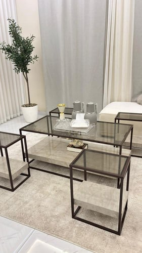 طقم طاولة ضيافة مع 4 قطع خدمة بني*عروض عيد الفطر ا...