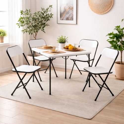 طاولة طعام فيبرقابلة لطي مع ٤كرسي قابله لطي